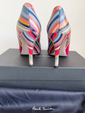 BRAND NEW PAUL SMITH ETTY SWIRL MULTI COLOURED LEATHER HEELS SIZE 4/37