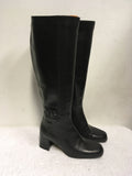 BALLY BLACK ROCCAPIA LEATHER KNEE LENGTH SLIM FIT BOOTS SIZE 3.5/36