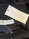 BRAND NEW AMANDA WAKELEY BLACK LONG SILK SHEER SLEEVE BODYCON DRESS SIZE 10