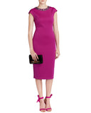 TED BAKER ELENNA MAGENTA SLEEVELESS PENCIL DRESS  SIZE 2 UK 10