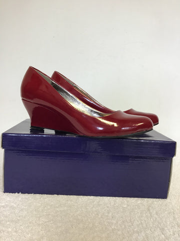 LUNAR DEEP RED PATENT WEDGE HEELS SIZE 4/37