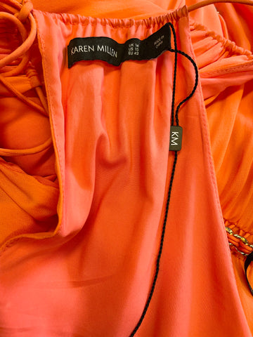BRAND NEW KAREN MILLEN ORANGE CHAIN TRIM MAXI DRESS SIZE 14