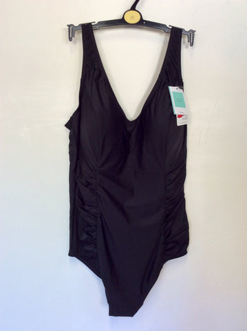 BRAND NEW JOHN LEWIS BLACK TUMMY SUPPORT RUCHED SIDE SWIMSUIT SIZE 20