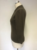 BURBERRY BROWN COLLARED BUTTON FASTEN 3/4 SLEEVE JUMPER SIZE S
