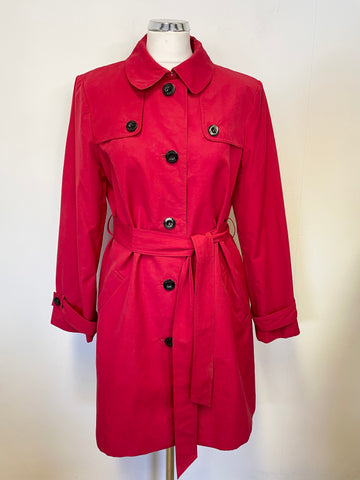 HOBBS RED TIE BELT TRENCH COAT SIZE 12