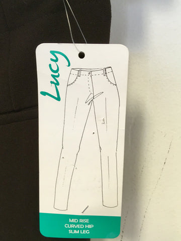 BRAND NEW EMRECO LUCY BROWN MID RISE,CURVED HIP,SLIM LEG TROUSERS SIZE 18