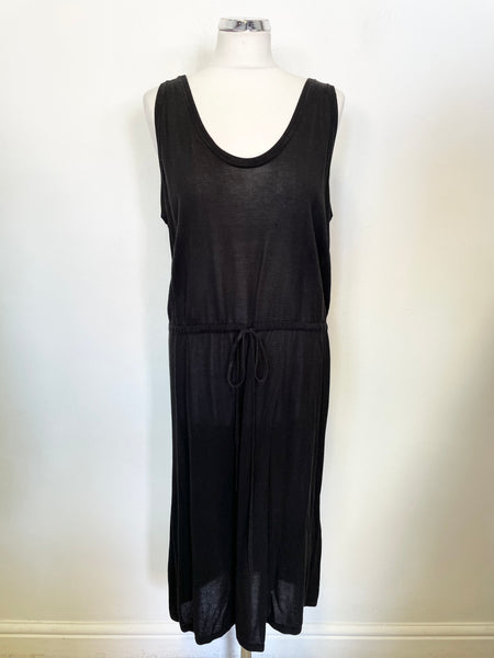 COS BLACK SLEEVELESS FINE KNIT DRAWSTRING TIE WAIST SHIFT DRESS SIZE M