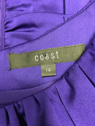 COAST PURPLE PLEATED SPECIAL OCCASION DRESS SIZE 14