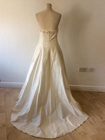 FORGET ME NOT IVORY 100% SILK WEDDING DRESS SIZE 14
