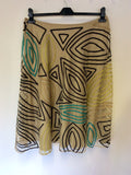 HOBBS BEIGE NET OVERLAY APPLIQUÉ & BEADED TRIM FLIPPY SKIRT SIZE 14