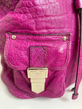 MULBERRY TILLIE DARK PINK LEATHER DRAWSTRING CLOSURE TOTE BAG