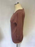 DKNY DUSKY PINK SILK BLEND SQUARE NECK JUMPER SIZE M/L
