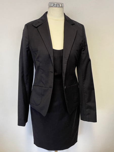 LK BENNETT GIANNA BLACK 100% VIRGIN WOOL PENCIL DRESS & JACKET SIZE 8