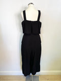 WHISTLES BLACK STRAP LAYERED TOP WIDE LEG JUMPSUIT SIZE 10