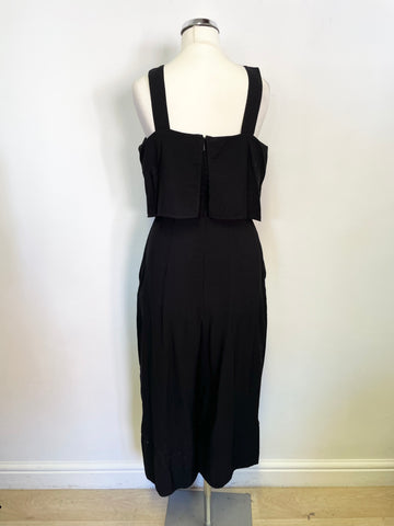 WHISTLES BLACK STRAP LAYERED TOP WIDE LEG JUMPSUIT SIZE 10