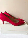 DUNE RED FAUX SUEDE KITTEN HEELS SIZE 7/40