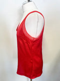 TED BAKER LILYANE RED SATIN SLEEVELESS TOP SIZE 2 UK 10/12