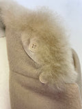 THE ALPACA COLLECTION BEIGE FUR TRIM MID LENGTH ALPACA BLEND COAT SIZE L