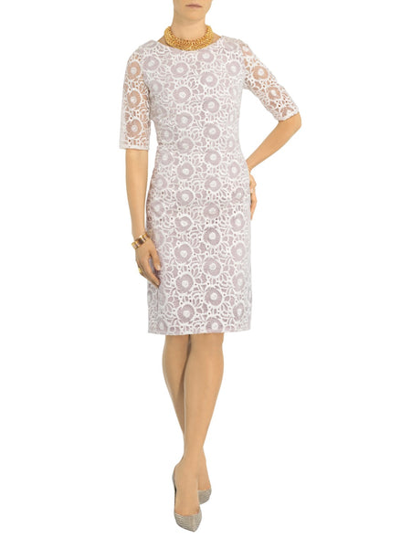 BRAND NEW FENN WRIGHT MANSON FELICE CHALK LACE SPECIAL OCCASION PENCIL DRESS SIZE 8