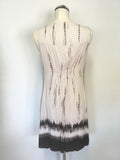 MINT VELVET BEIGE,BROWN & BLACK PRINT SLEEVELESS TIE FRONT SHIFT DRESS SIZE 12