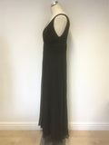 LAURA ASHLEY BLACK SILK SLEEVELESS LONG SPECIAL OCCASION DRESS SIZE 14