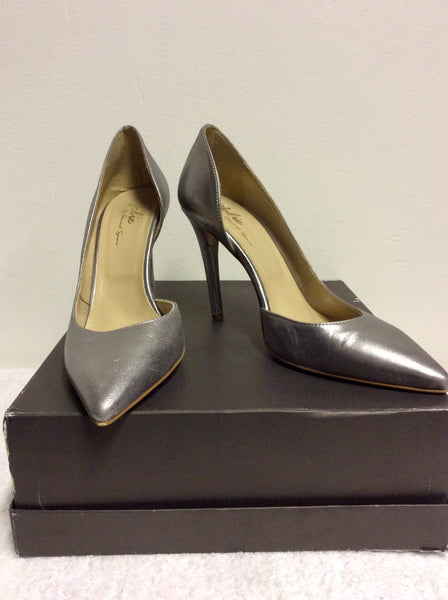 ITALIAN JOLIE BY EDWARD SPIERS SILVER LEATHER HEELS SIZE 6/39