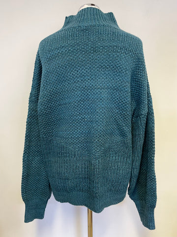 WHISTLES TEAL CHUNKY KNIT TEXTURED KNIT JUMPER SIZE L