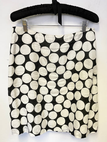 HOBBS BLACK & WHITE SPOT LINEN A LINE SKIRT SIZE 14
