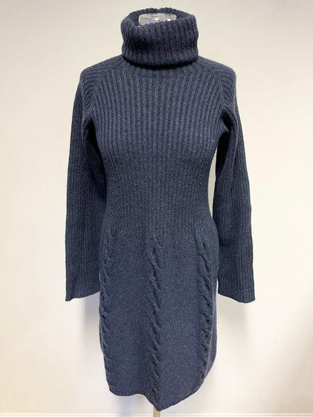 HAWICO SCOTLAND DARK BLUE 100% CASHMERE JUMPER DRESS SIZE M