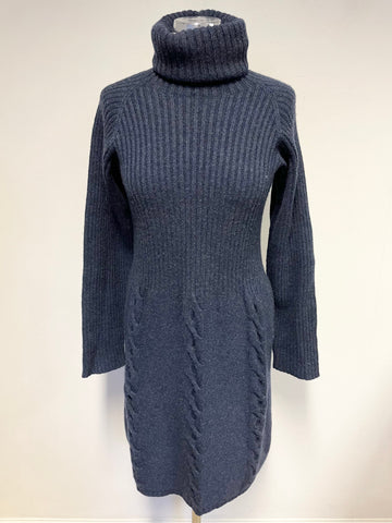 HAWICO SCOTLAND DARK BLUE 100% CASHMERE JUMPER DRESS SIZE M