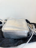 RUSSELL & BROMLEY SILVER METALLIC ROWLOW LEATHER CROSS BODY BAG