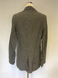 OSKA GREY LINEN WRAP ACROSS JACKET SIZE 0 FIT UK 8/10/12