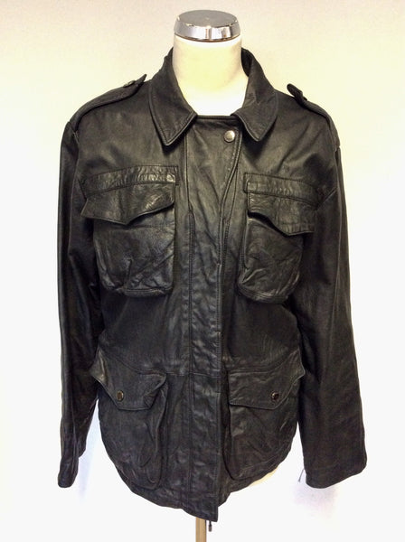 MULBERRY BLACK LEATHER JACKET SIZE 10