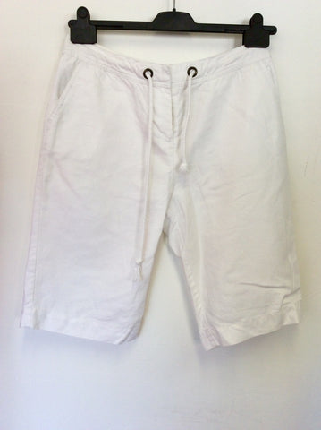 CREW CLOTHING COMPANY WHITE COTTON & LINEN SHORTS SIZE 12