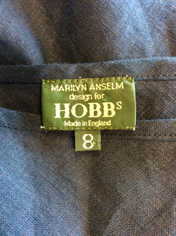 HOBBS DARK BLUE SLEEVELESS LINEN DRESS SIZE 8