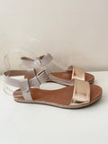 WHISTLES GOLD & CREAM LEATHER STRAP FLAT SANDALS SIZE 4/37