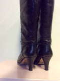 HOBBS BLACK LEATHER FRINGE TRIM KNEE LENGTH BOOTS SIZE 4/37