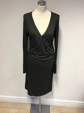 THE WHITE COMPANY DARK GREY STRETCH JERSEY WRAP DRESS SIZE XL