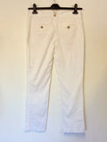ROBERTO CAVALLI CLASS WHITE COTTON CAPRI TROUSERS SIZE 42 UK 12