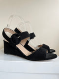 LK BENNETT BLACK SUEDE WEDGE HEEL SANDALS SIZE 6/39