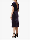 WOMENS MINA PURPLE VELVET SILK BLEND V BACK OCCASION DRESS SIZE 16