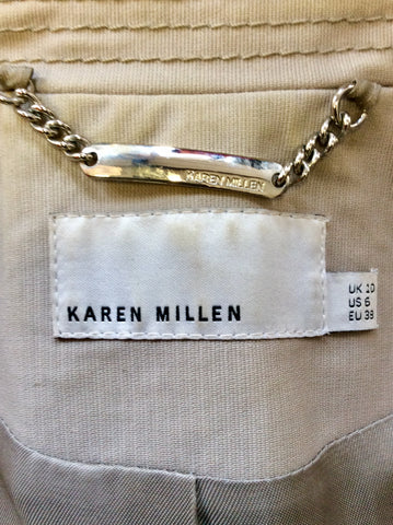 KAREN MILLEN BEIGE & BLACK TRIM TRENCH COAT SIZE 10