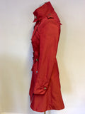 KAREN MILLEN RED TRENCH COAT/MAC SIZE 10