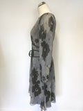 ALICE BY TEMPERLEY BLACK & GREY PRINT SILK LONG SLEEVE OCCASION DRESS SIZE 12