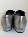 BRAND NEW MARKS & SPENCER PEWTER LEATHER TASSEL TRIM LOAFER FLATS SIZE 5.5/39 WIDE FIT