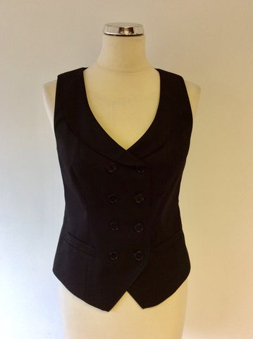 TED BAKER BLACK WOOL BLEND WAISTCOAT WITH BUTTERFLY PRINT SIZE 2 UK 10