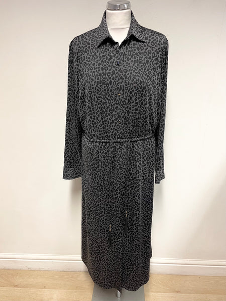 K DESIGN GREY & BLACK PRINT LONG SLEEVE MIDI DRESS SIZE XL