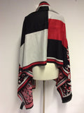 KAREN MILLEN RED,GREY & BLACK WRAP/ SHAWL
