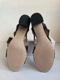 BRAND NEW OFFICE BLACK LEATHER BLOCK HEEL SANDALS SIZE 7.5/41