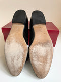 VINTAGE BALLY BLACK & WHITE PATENT LEATHER BOW TRIM FLAT SHOES SIZE 4.5/37.5